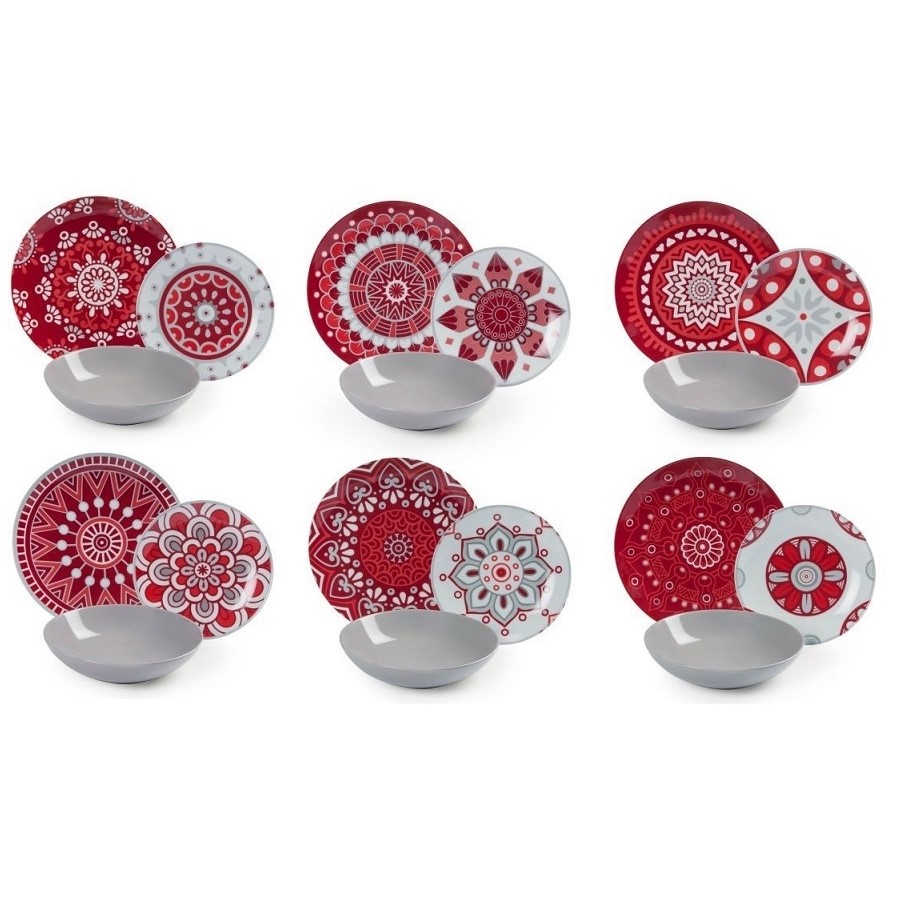 Mediterranean Mandala Table Service, Porcelain, Multicoloured, 36 Units x 12 people Excelsa